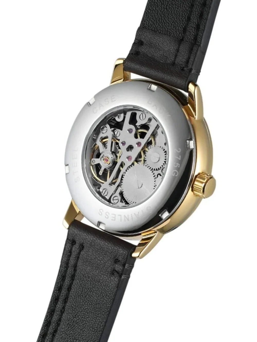 Men's White Gold Black Analog Sport Style Mechanical Hand-Wind Wrist Watch